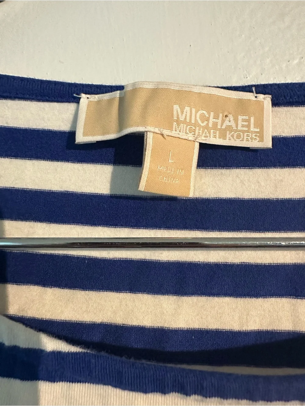 Michael Kors Navy & White Striped Tank Top with Zipper Accent